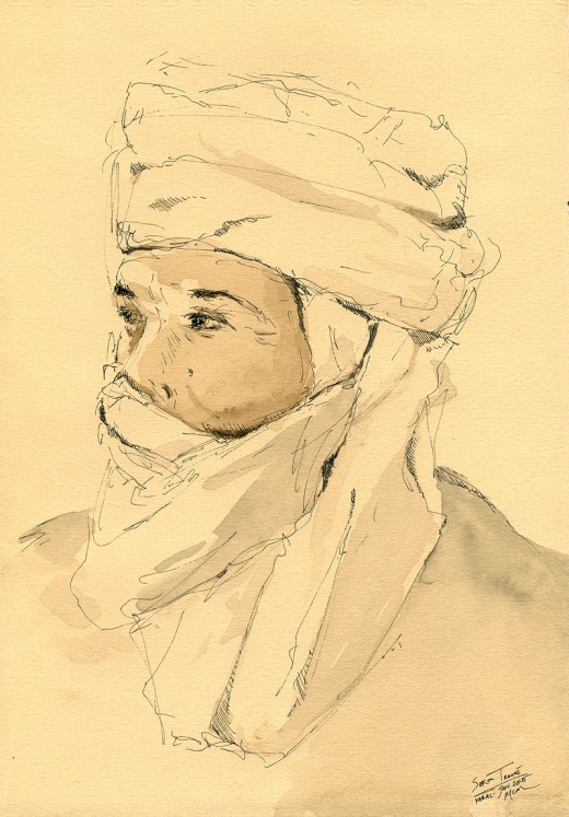 Sekou, 6.5" x 9.5", Ink (field sketch from Mali, West Africa, 2005)