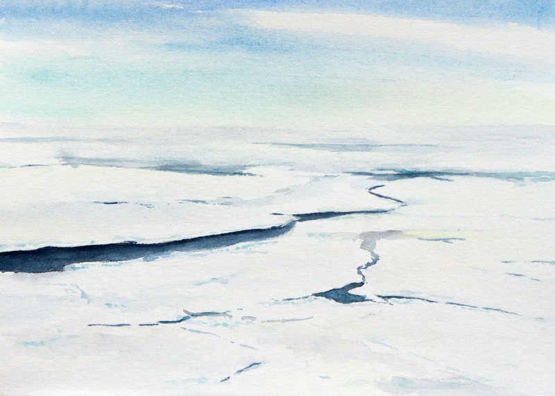 Ice Leads from the Helicopter, 7” x 5” field sketch