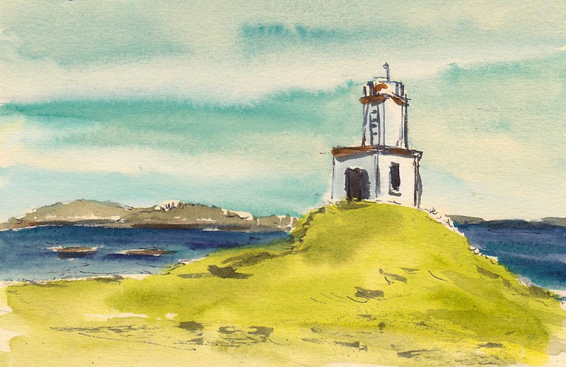 Cattle Point, San Juan Island, 7" x 5" sketch on cream paper