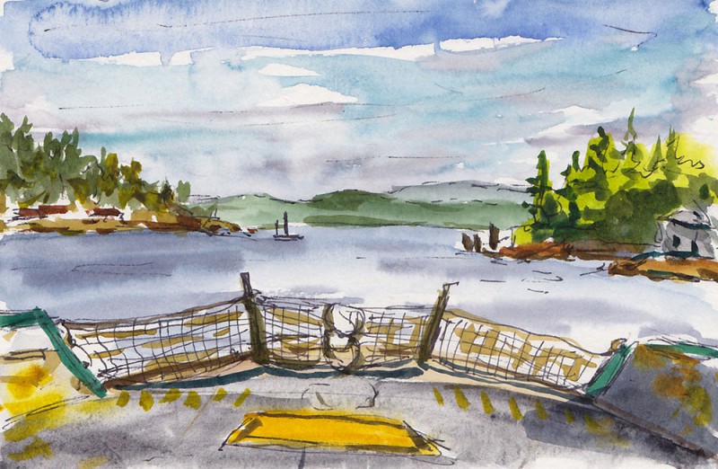 Front of the ferry, 7" x 5" watercolor sketch