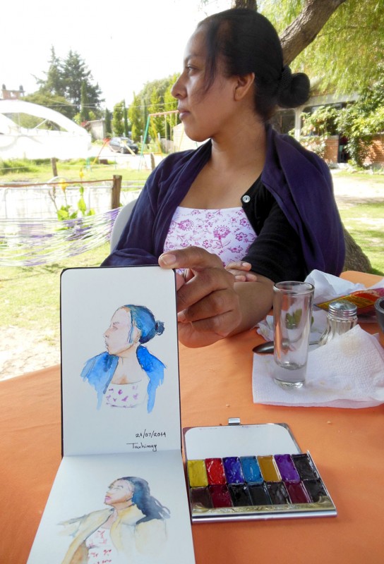 Sketching in Taxhimay, Mexico, photo by Victor Marquez