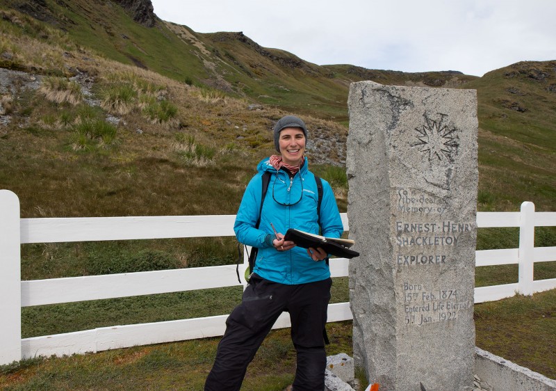 Sketching at Shackelton's Grave, Grytviken, South Georgia