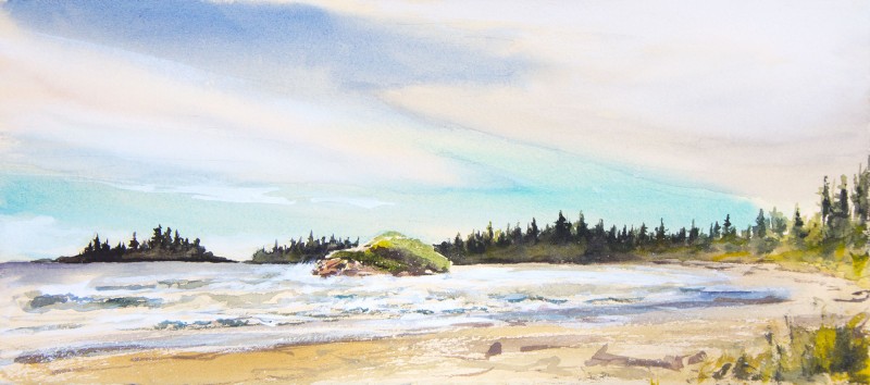 Long Beach, Pacific Rim National Park, 6.5" x 15" watercolor and gouache