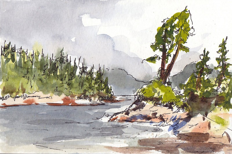 Tonquin Beach, Tofino, 3.5" x 5.5" ink and watercolor